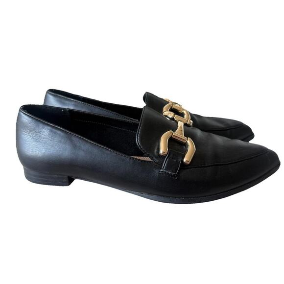 STEVEN New York Harlane Black Leather Gold Horsebit Women's Loafers Flats 8 - Picture 7 of 10